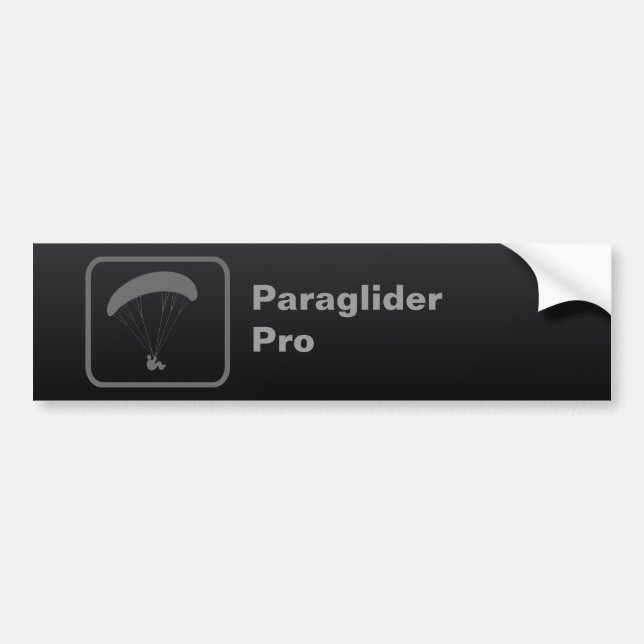 'Paraglider Pro' Slogan Black Bumper Sticker (Front)