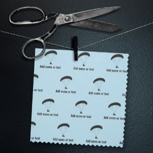 Paraglider silhouette & your text sky blue / any fabric