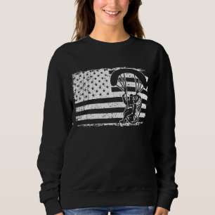 Paraglider Skydiver Us Flag Patriotic Paramotor Pi Sweatshirt