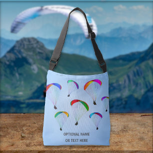 Paraglider themed graphics - colourful personalise crossbody bag