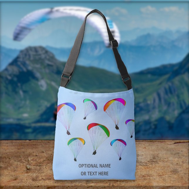 Paraglider themed graphics - colourful personalise crossbody bag (Creator Uploaded)