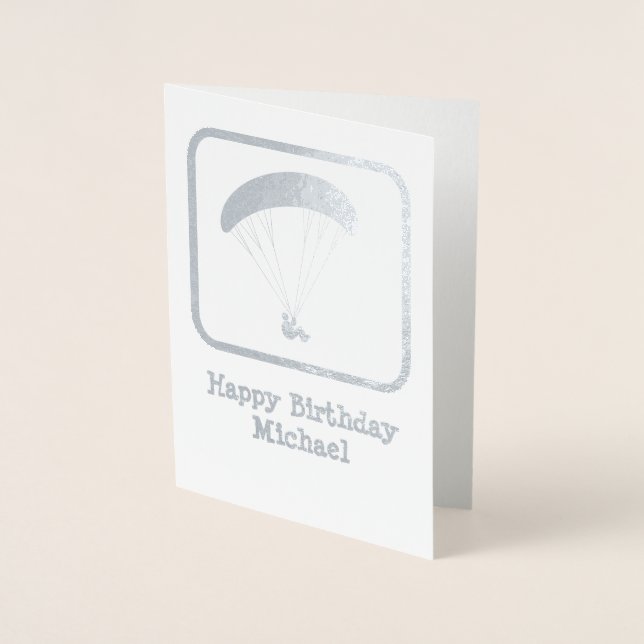 Paraglider with Custom Caption - Add Photo Inside Foil Card (Front)