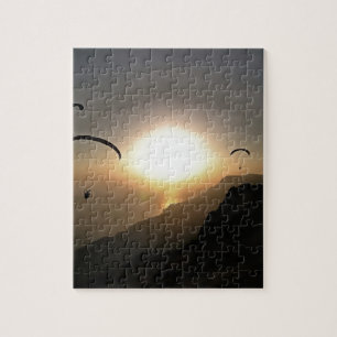 Paragliders Flying Wanderlust Extreme Sports Art Jigsaw Puzzle