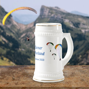 Paragliders with Colourful Wings + Your Own Text Beer Stein