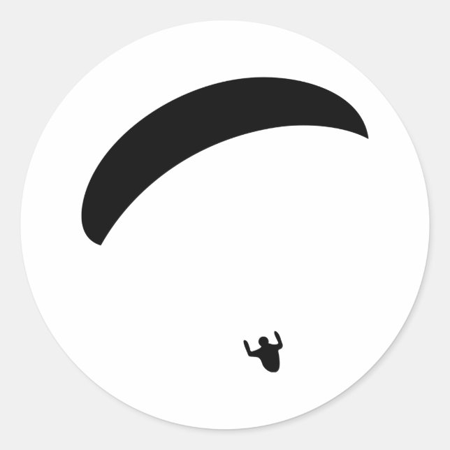 paragliding black icon classic round sticker (Front)