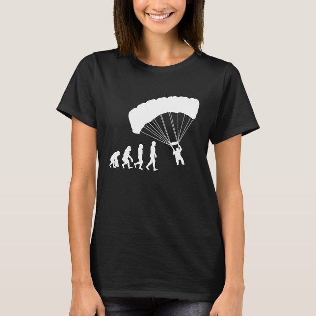 Paragliding Evolution Caveman Timeline T-Shirt (Front)