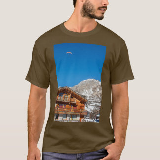 Paragliding in Alps in ski resort T-Shirt