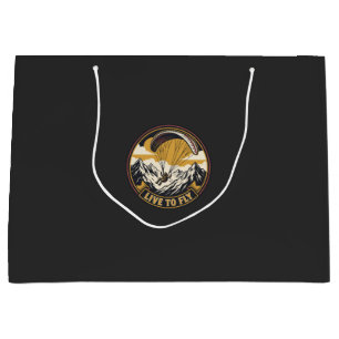 Paragliding Live To Fly Mountains Adventure Emblem Large Gift Bag