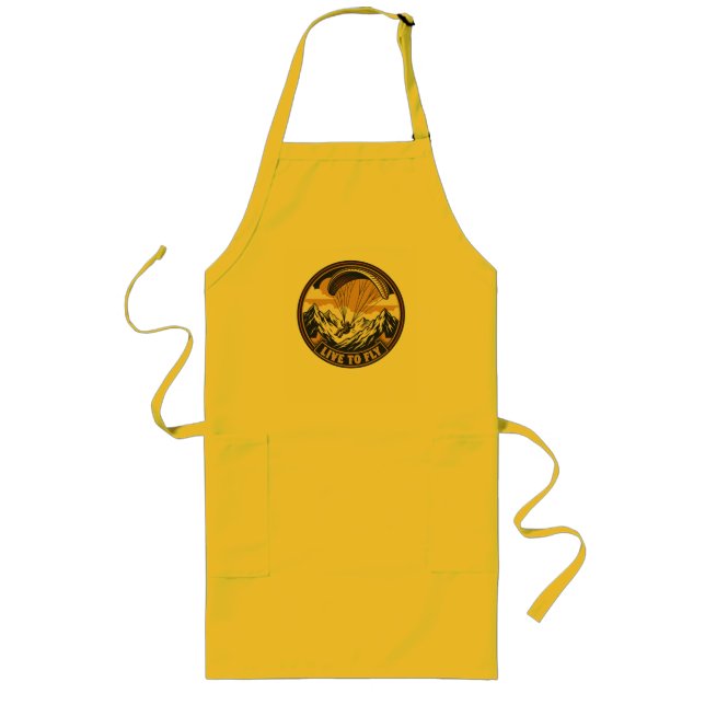 Paragliding Live To Fly Mountains Adventure Emblem Long Apron (Front)