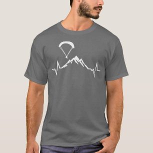 Paragliding Mountains amp ECG Heartbeat T-Shirt