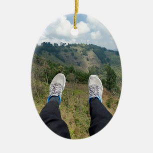 Paragliding over Medellin Ceramic Tree Decoration