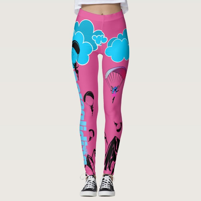 Paragliding Pixie Scenery Leggings Pink (Front)
