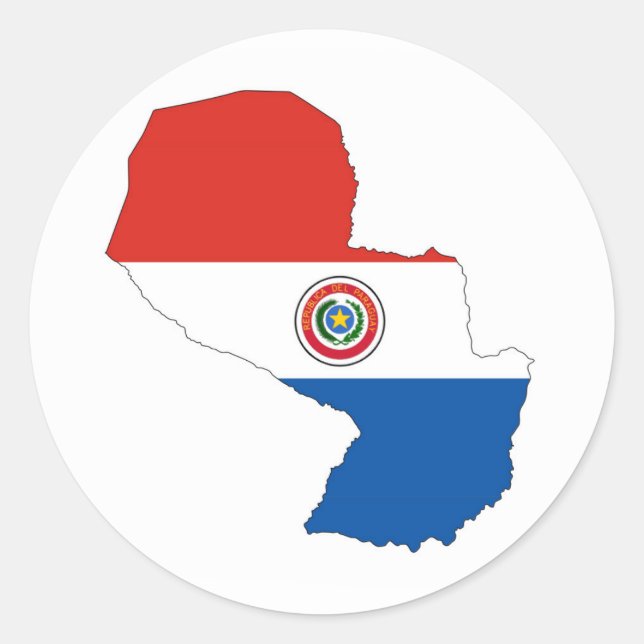 paraguay country flag map shape silhouette classic round sticker (Front)