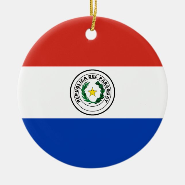 Paraguay flag ceramic tree decoration (Front)
