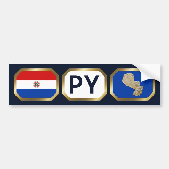 Paraguay Flag Map Code Bumper Sticker (Front)
