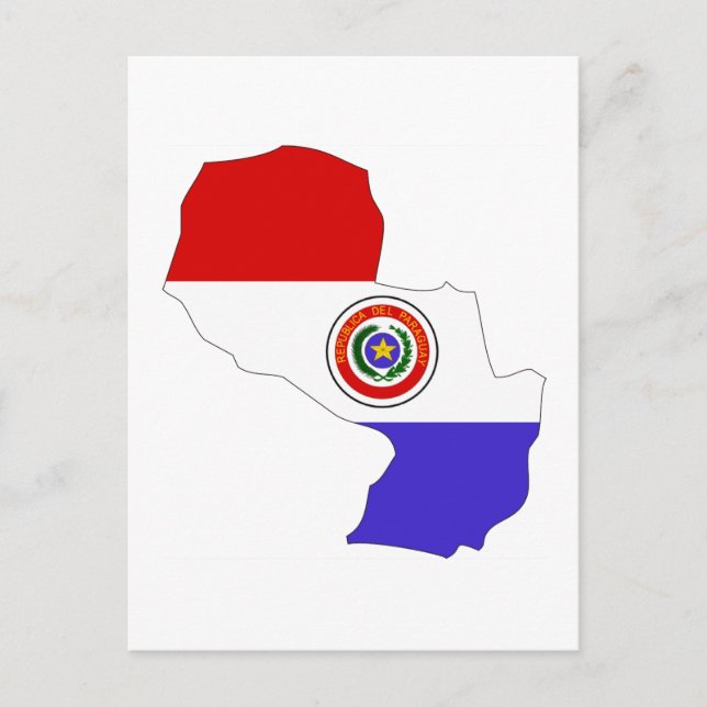 Paraguay flag map postcard (Front)