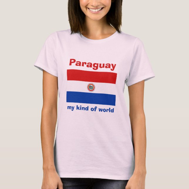 Paraguay Flag + Map + Text T-Shirt (Front)