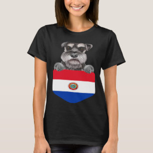 Paraguay Flag Miniature Schnauzer Dog In Pocket T-Shirt