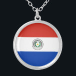 Paraguay Flag Silver Plated Necklace<br><div class="desc">Patriotic flag of Paraguay.</div>