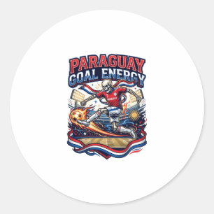 Paraguay Goal Energy Skeleton Striker Nations Bold Classic Round Sticker