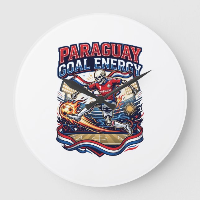 Paraguay Goal Energy Skeleton Striker Nations Bold Large Clock (Front)