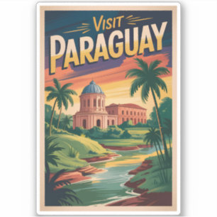 Paraguay Landscape Illustration Travel Art Vintage