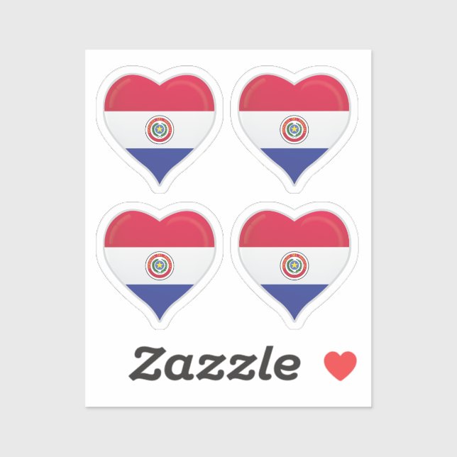 Paraguay love flag pride heart sticker (Sheet)