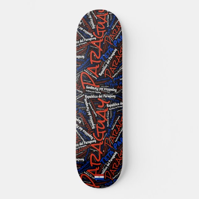 Paraguay National Pride Wordcloud Skateboard (Front)