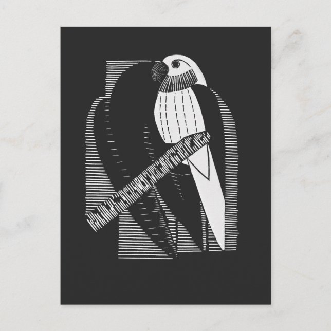 Parakeet Back Minimalist Animal Art Abstract Postcard (Front)
