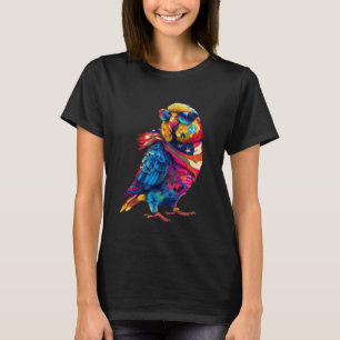 Parakeet Budgie Budgerigar Parrot Patriotic US Fla T-Shirt