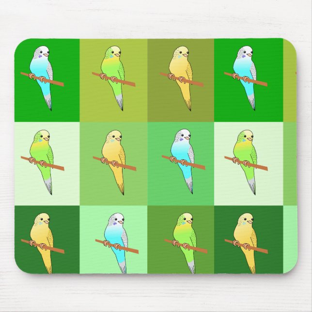 Parakeet Green Tiled pattern Mouse Pad (Front)