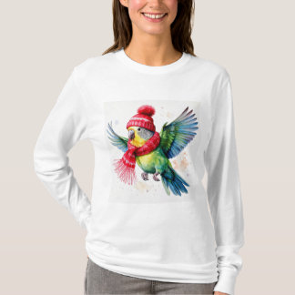 Parakeet in Hat and Scarf T-Shirt
