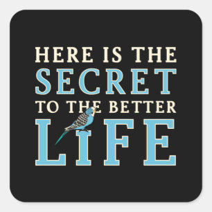 Parakeet Lover Secret To Better Life Budgerigar Square Sticker