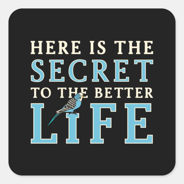 Parakeet Lover Secret To Better Life Budgerigar Square Sticker (Front)