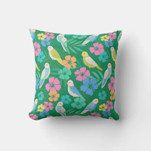 Parakeet & Palms Tropical Cushion