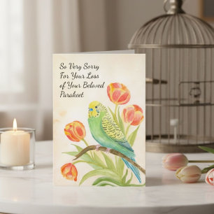 Parakeet Sympathy with Tulips Pet Loss Card