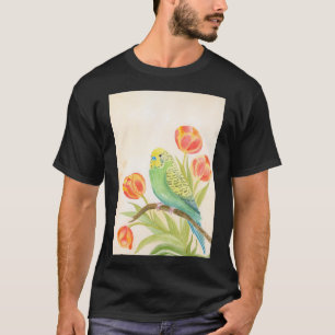 Parakeet with Tulips Exotic Pets T-Shirt