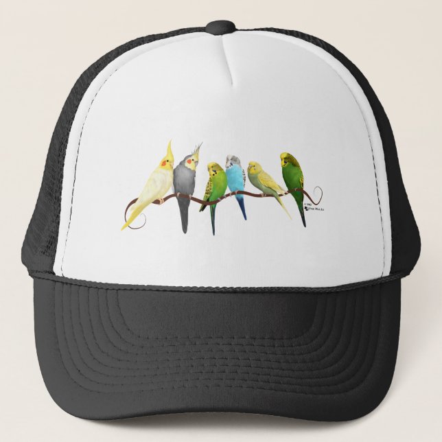 Parakeets & Cockatiels! Trucker Hat (Front)