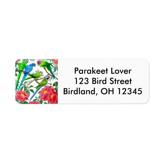 Parakeets in Peonies Label (Front)
