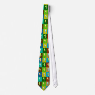 Parakeets Tiled design in earthy tones Tie