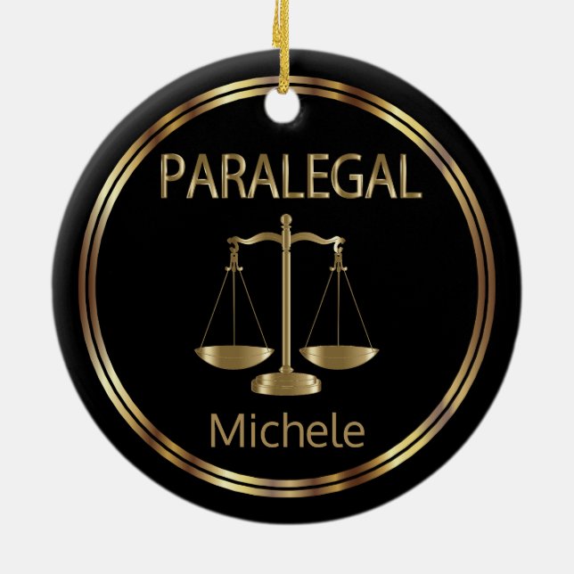 Paralegal ⚖ - Black and Gold Ceramic Tree Decoration (Back)