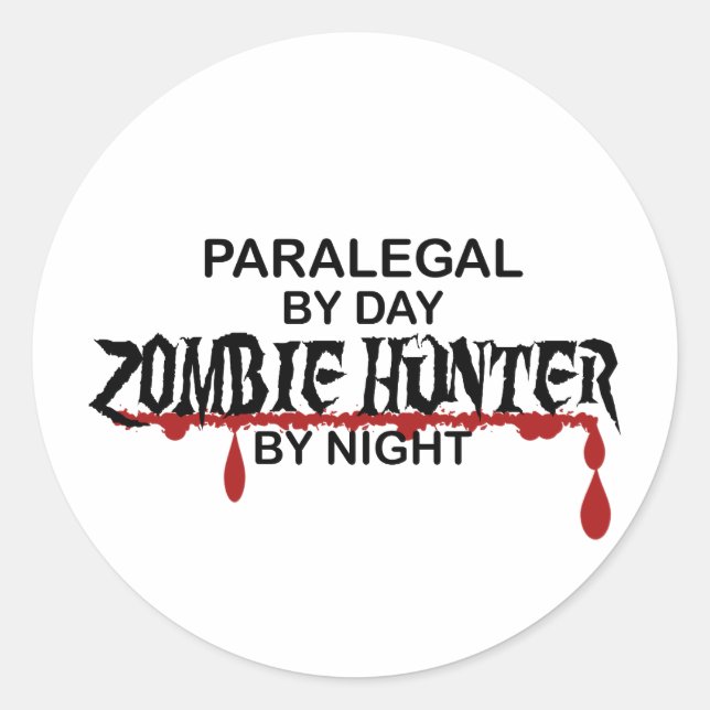 Paralegal Zombie Hunter Classic Round Sticker (Front)