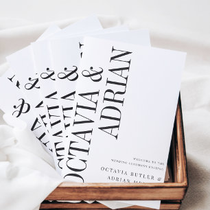 Parallel Modern Black & White Wedding Programme
