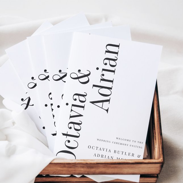 Parallel | Modern Black & White Wedding Programme (Creator Uploaded)