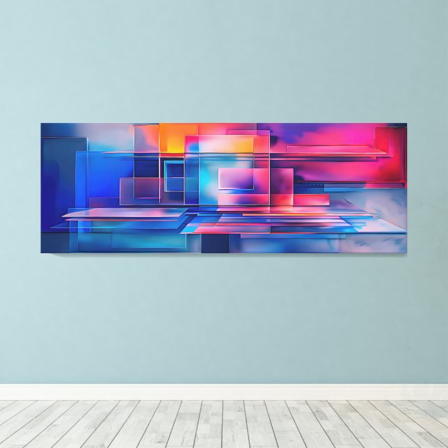  "Parallel Realms of Colour" Contemporary Abstract Canvas Print (Insitu(Wood Floor))