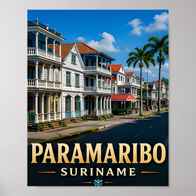 Paramaribo Colonial Waterfront and Tropical Herita Poster (Front)