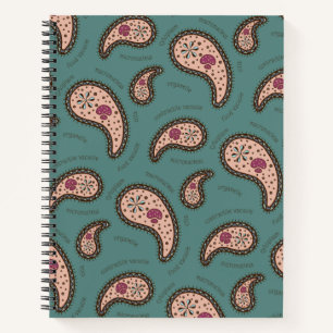 Paramecia Paisley Biology Science Teal Notebook