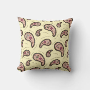 Paramecia Paisley Biology Science Yellow Cushion