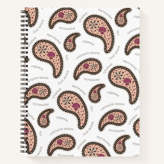 Paramecia Paisley Customisable Biology White Notebook (Front)
