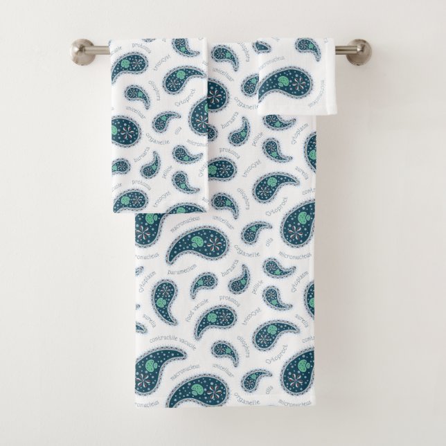 Paramecia Paisley Protozoan Biology Cute Science Bath Towel Set (Insitu)